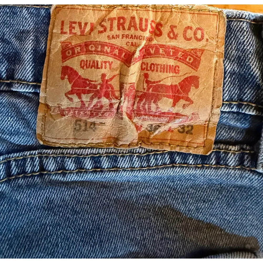 Levi's 514‎ Jeans Mens 36x29 Blue Straight Fit Mid Rise 5-Pocket